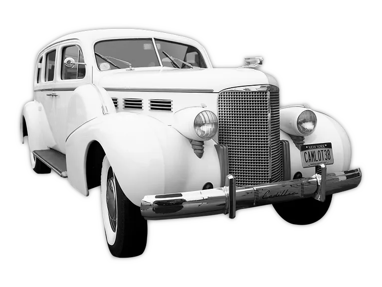White 1938 Cadillac for wedding car rental in Washington County, NY