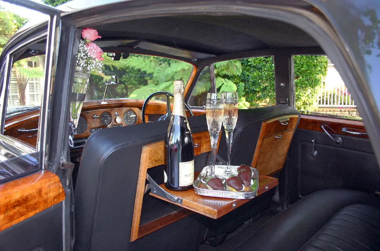 1957 Bentley SI interior for wedding car rental in Beatty, NV