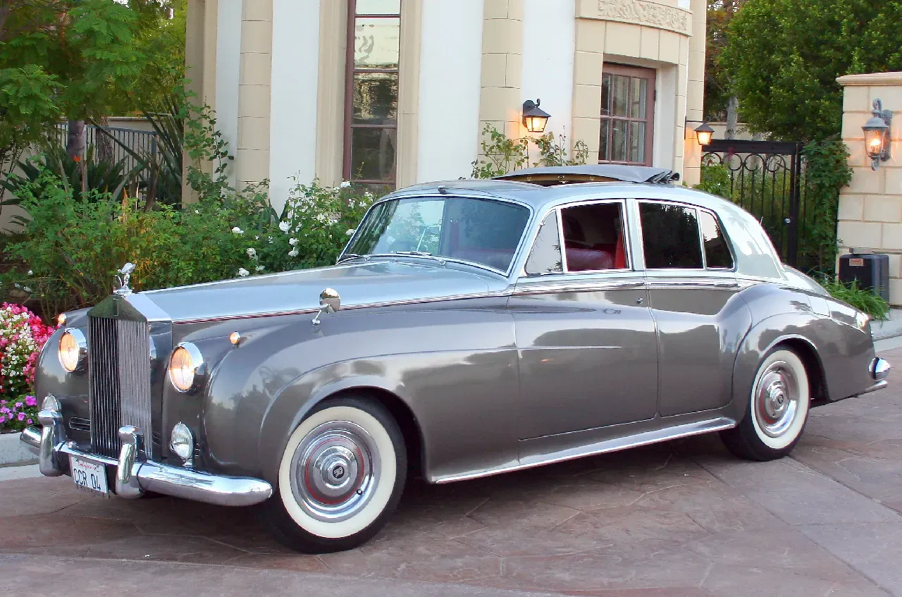 1958 Silver Rolls Royce Silver Cloud I for wedding car rental in Creston, CA