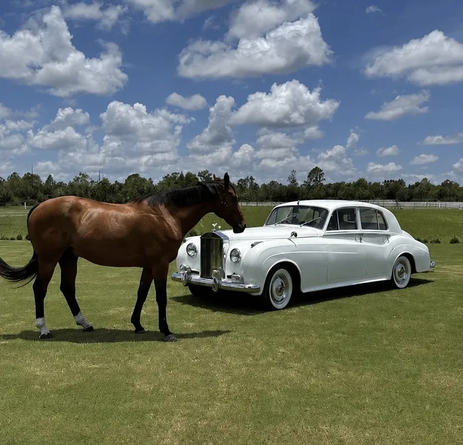 White 1960 Rolls Royce Silver Cloud exterior, photo 4 for classic car rental in Tallahassee, FL