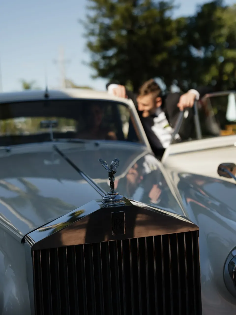 1960 Rolls Royce Silver Cloud close-up for classic car rental in Tallahassee, FL