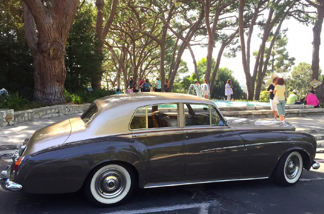 Gray 1963 Rolls Royce Silver Cloud III exterior for wedding car rental in Paso Robles, CA