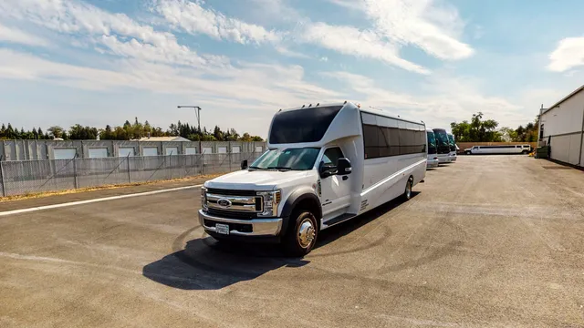 White 2019 Ford F550 Executive Bus for minibus rental in Nicolaus, CA