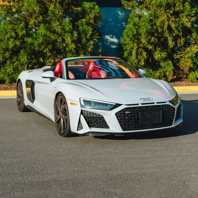 Silver 2022 Audi R8 V10 Spyder Iblis for sports car rental