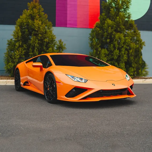 Orange 2022 Lamborghini Huracan EVO Arancia Atlas for sports car rental Orange 2022 Lamborghini Huracan EVO Arancia Atlas for sports car rental