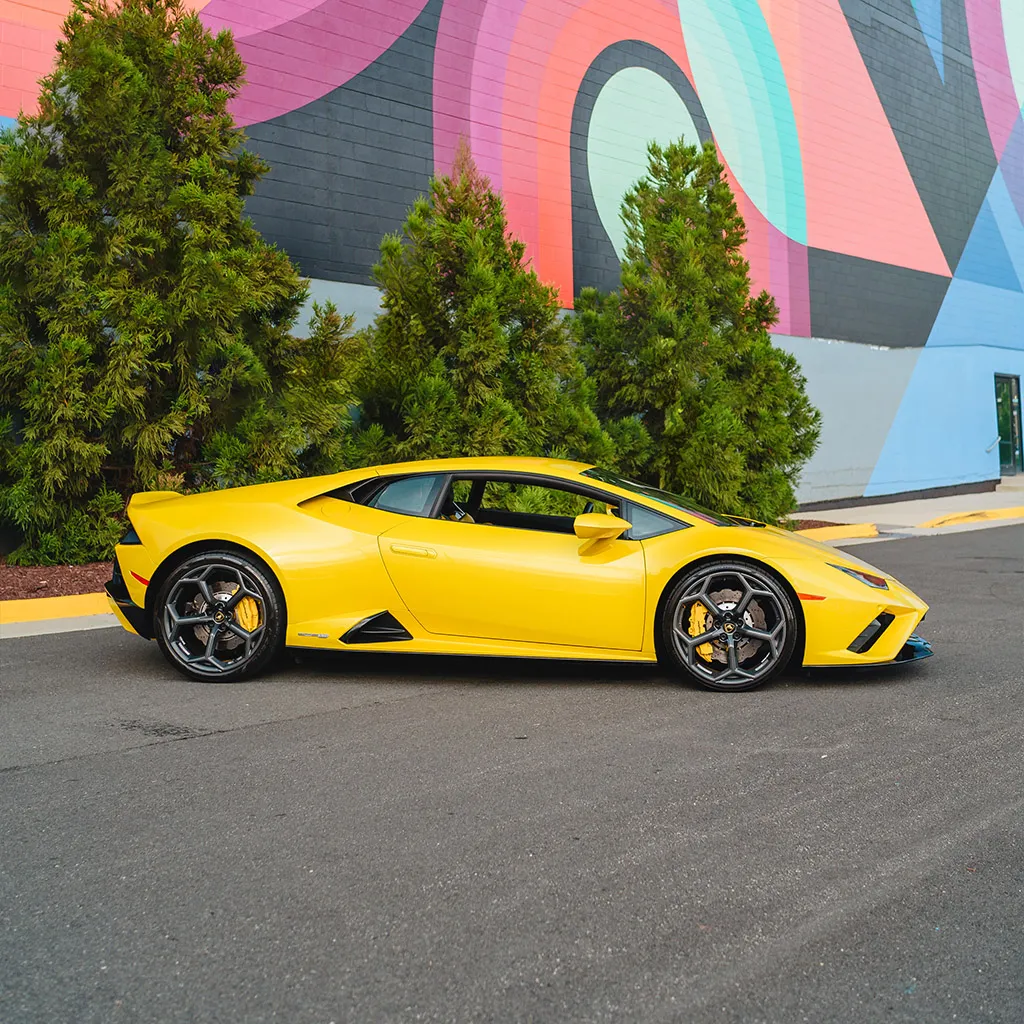 Gold 2022 Lamborghini Huracan EVO Giallo Orion, photo 3 for exotic car rental