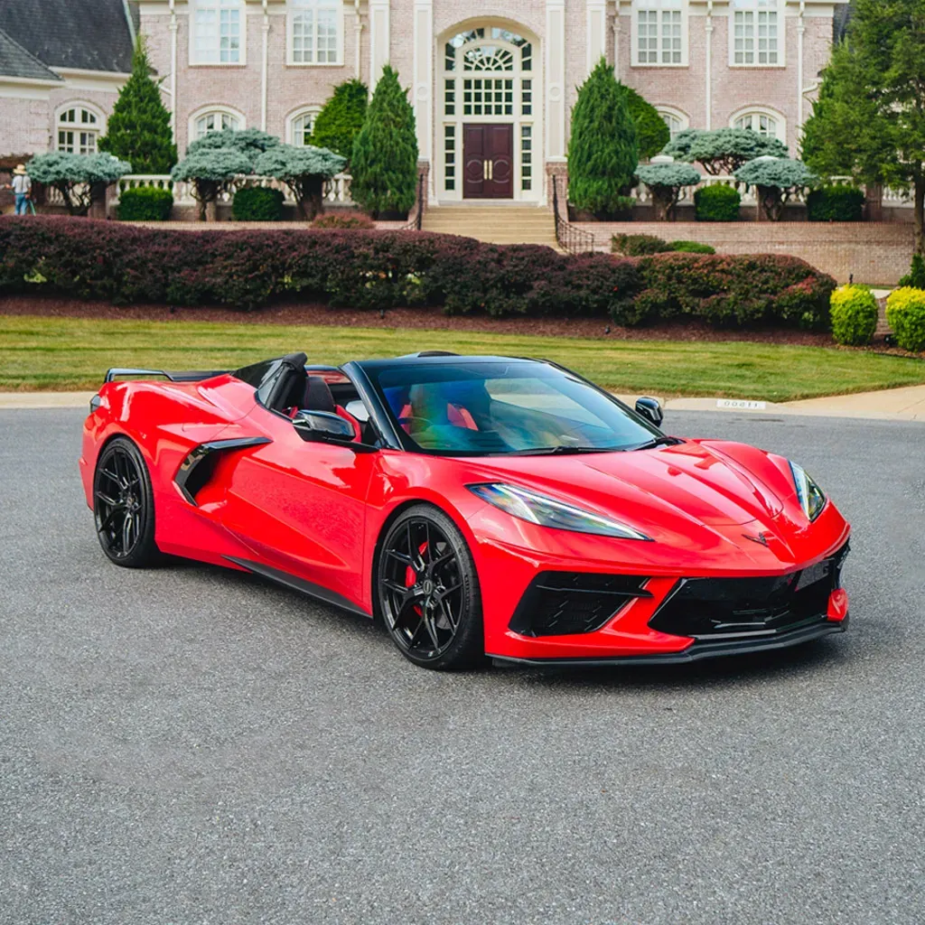 Red 2023 Corvette C8 Roadster 3LT (Automatic Convertible) for sports car rental Red 2023 Corvette C8 Roadster 3LT (Automatic Convertible) for sports car rental