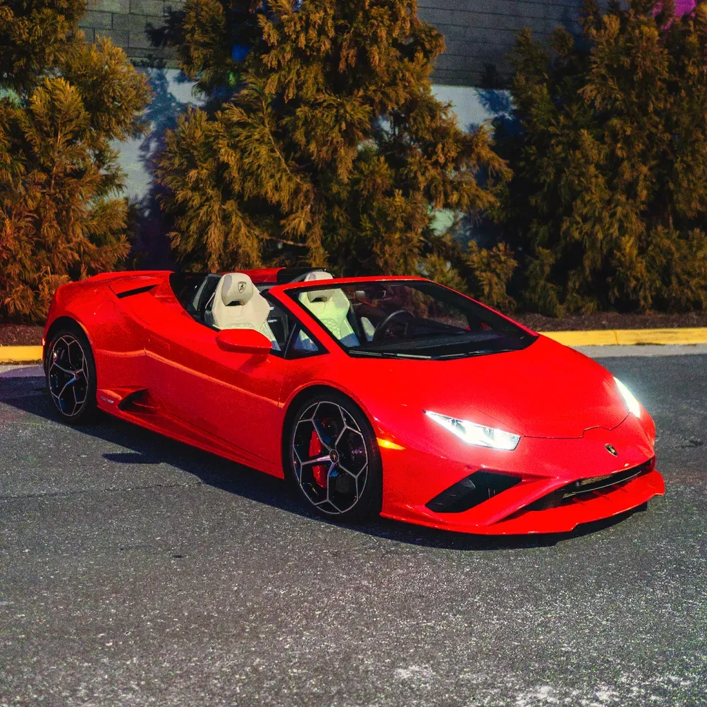 Red 2023 Lamborghini Huracan EVO SPYDER Fully Loaded for exotic car rental