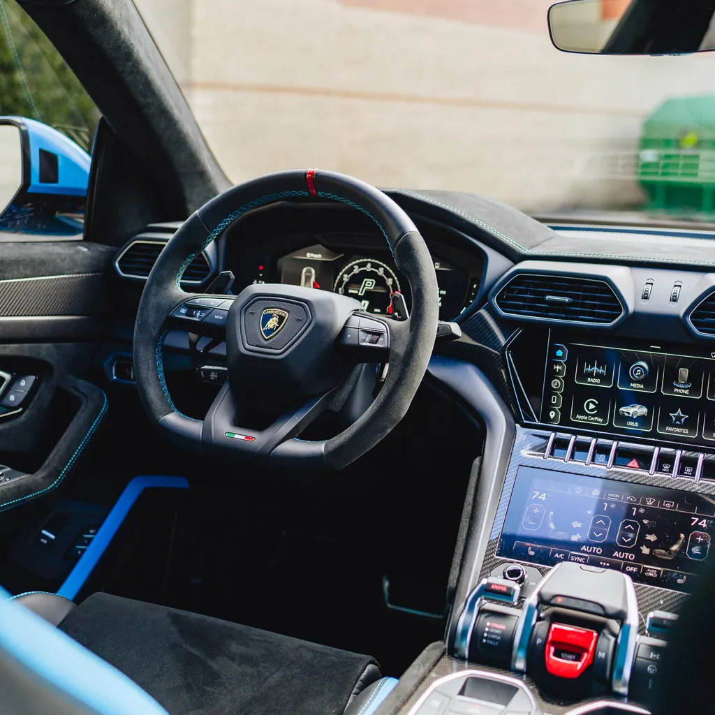 Blue 2024 Lamborghini Urus Performante, photo 3 for airport transfers