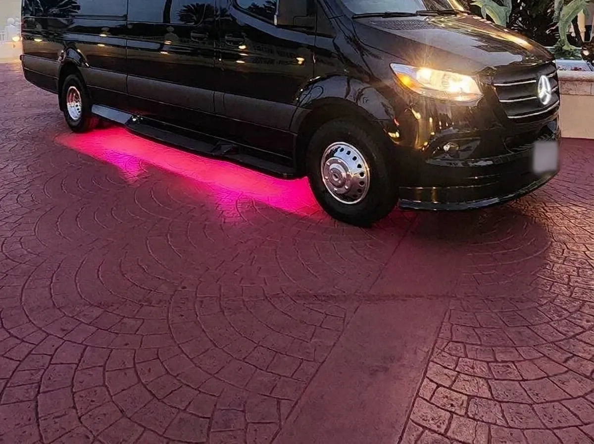 Black 2025 Mercedes-Benz Sprinter Limousine (Sebastian), photo 2 for party bus rental Black 2025 Mercedes-Benz Sprinter Limousine (Sebastian), photo 2 for party bus rental