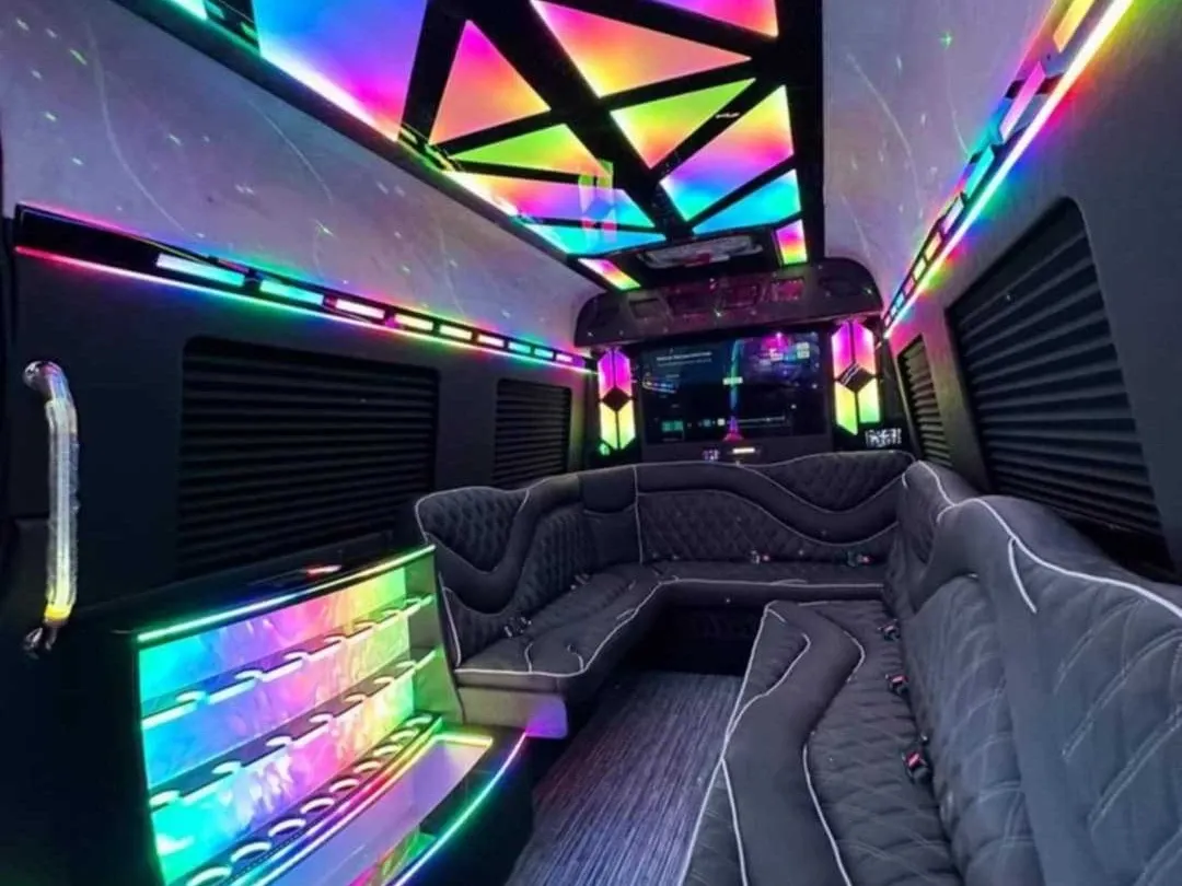 Black 2026 Mercedes-Benz Sprinter Limousine (Sylvester), photo 2 for party bus rental Black 2026 Mercedes-Benz Sprinter Limousine (Sylvester), photo 2 for party bus rental