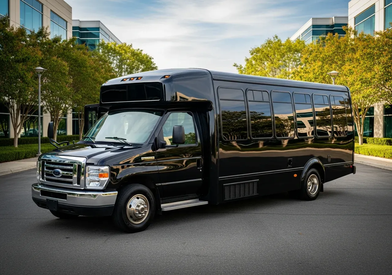 25 Passenger Mini Coach for shuttle bus rental in Calaveras County, CA