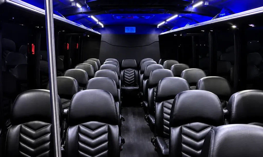 Black 27 Passenger Shuttle Bus for shuttle bus rental in Calaveras County, CA