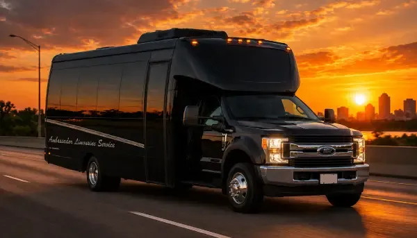 Black 27 Passenger Shuttle Bus for minibus rental