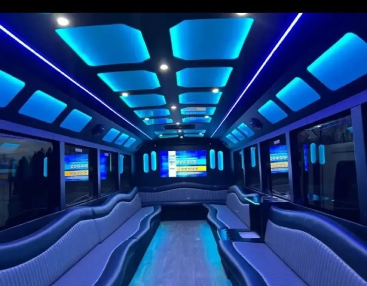 Blue 30-Passenger Party Bus for party bus rental Blue 30-Passenger Party Bus for party bus rental