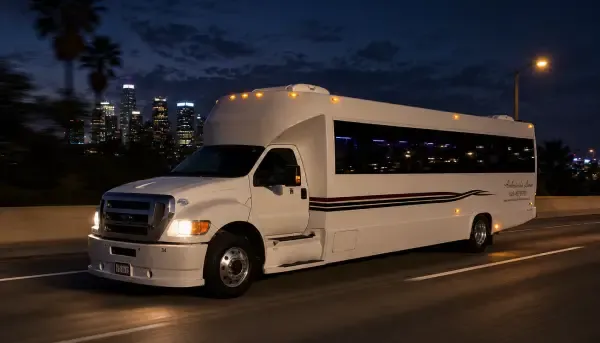 White 34 Passenger Party Bus for party bus rental