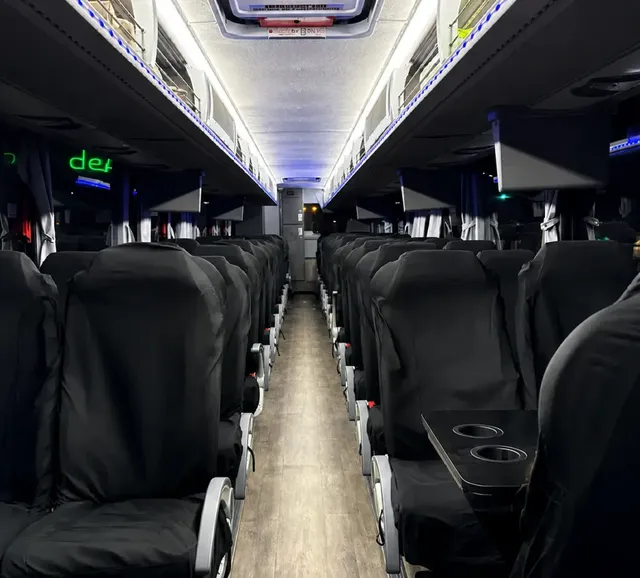 White 50 Passenger Motor Coach for charter bus rental in Solano County, CA