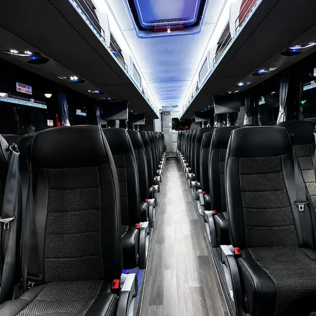 Black 55 Pax Motor Coach for charter bus rental in Borrego Springs, CA