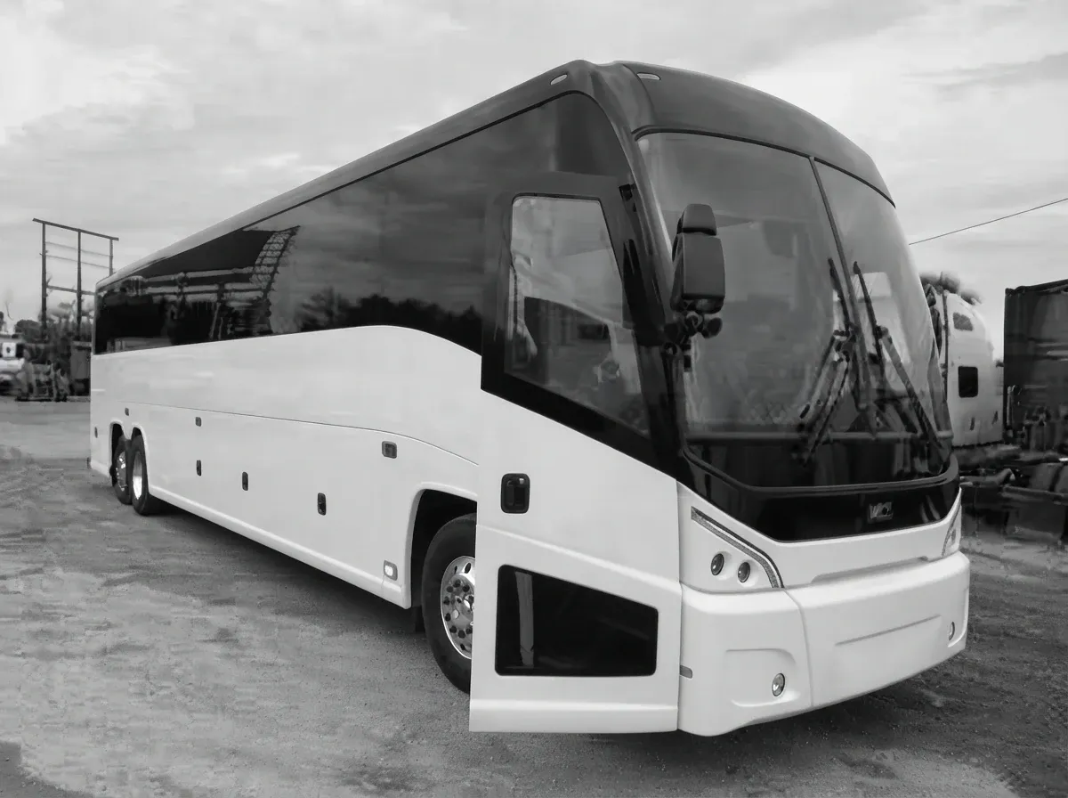 White 56 Passenger Luxury Motor Coach for charter bus rental White 56 Passenger Luxury Motor Coach for charter bus rental