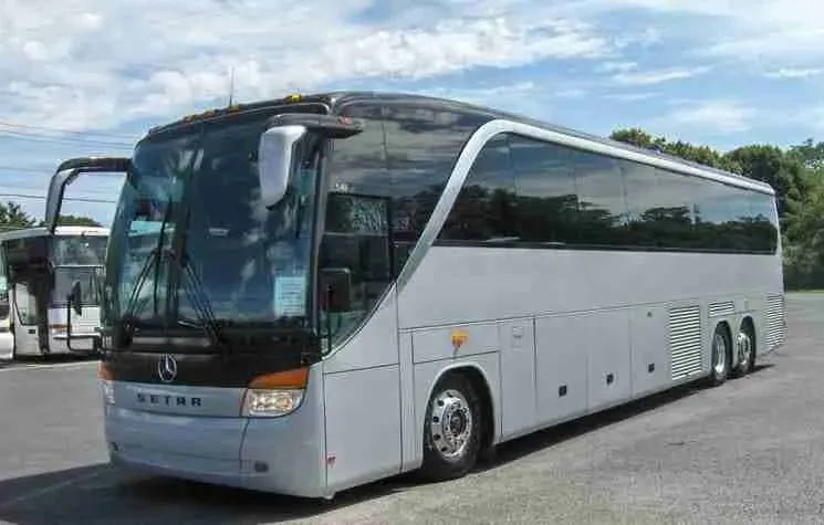White 56 Passenger Setra for charter bus rental White 56 Passenger Setra for charter bus rental