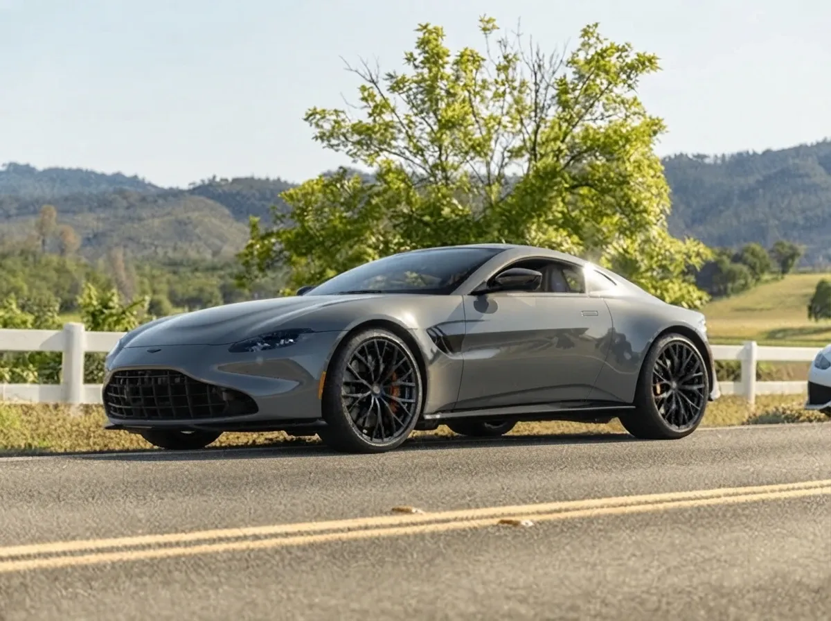 Silver Aston Martin Vantage for sports car rental Silver Aston Martin Vantage for sports car rental