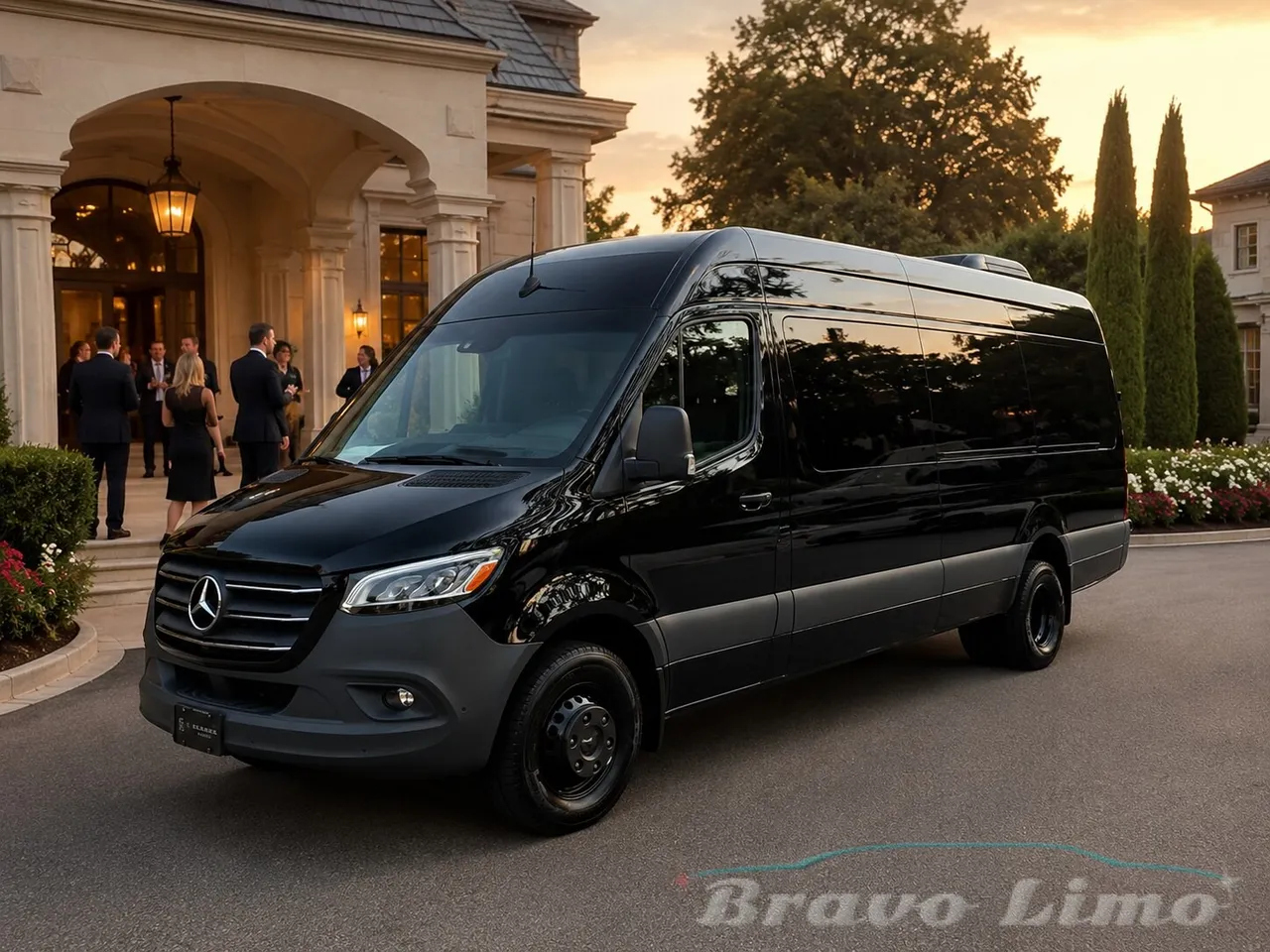 Black Mercedes-Benz Sprinter Party Bus for party bus rental Black Mercedes-Benz Sprinter Party Bus for party bus rental