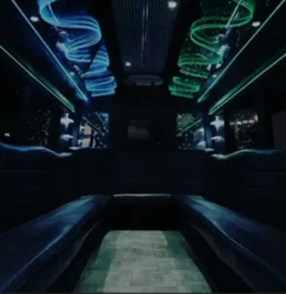 Black Party Bus interior for party bus rental in Texas