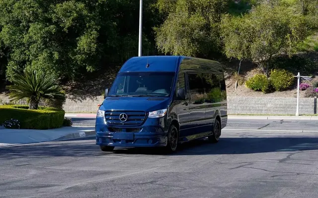 Blue Luxury Sprinter Shuttle Van for mini coach rental in Fort Gratiot, MI