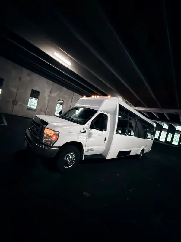 White Ford E-450 Series Party Bus exterior, photo 9 for party bus rental in North Attleboro, MA