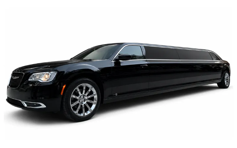 White C300 Limousine for prom car rental in Yorkville, CA