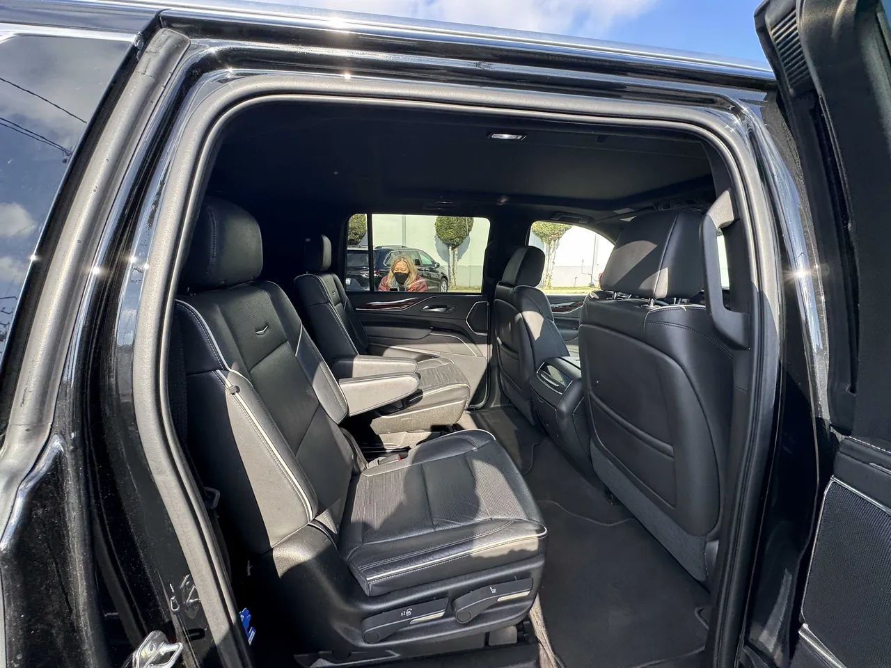 Cadillac Escalade interior with captain's chairs for airport transfers in Adelanto, CA