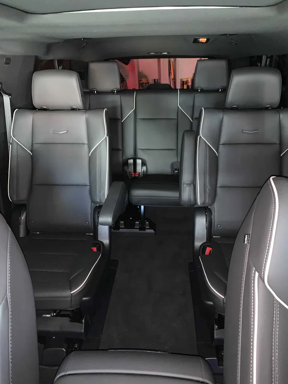 Cadillac Escalade interior with captain's chairs for cadillac escalade limo in Marin County, CA Cadillac Escalade interior with captain's chairs for cadillac escalade limo in Marin County, CA
