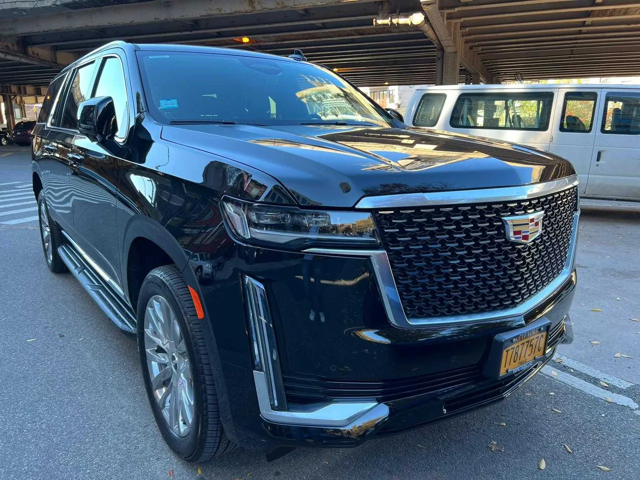 Black Cadillac Escalade with running boards for airport transfers in Santa Clara County, CA