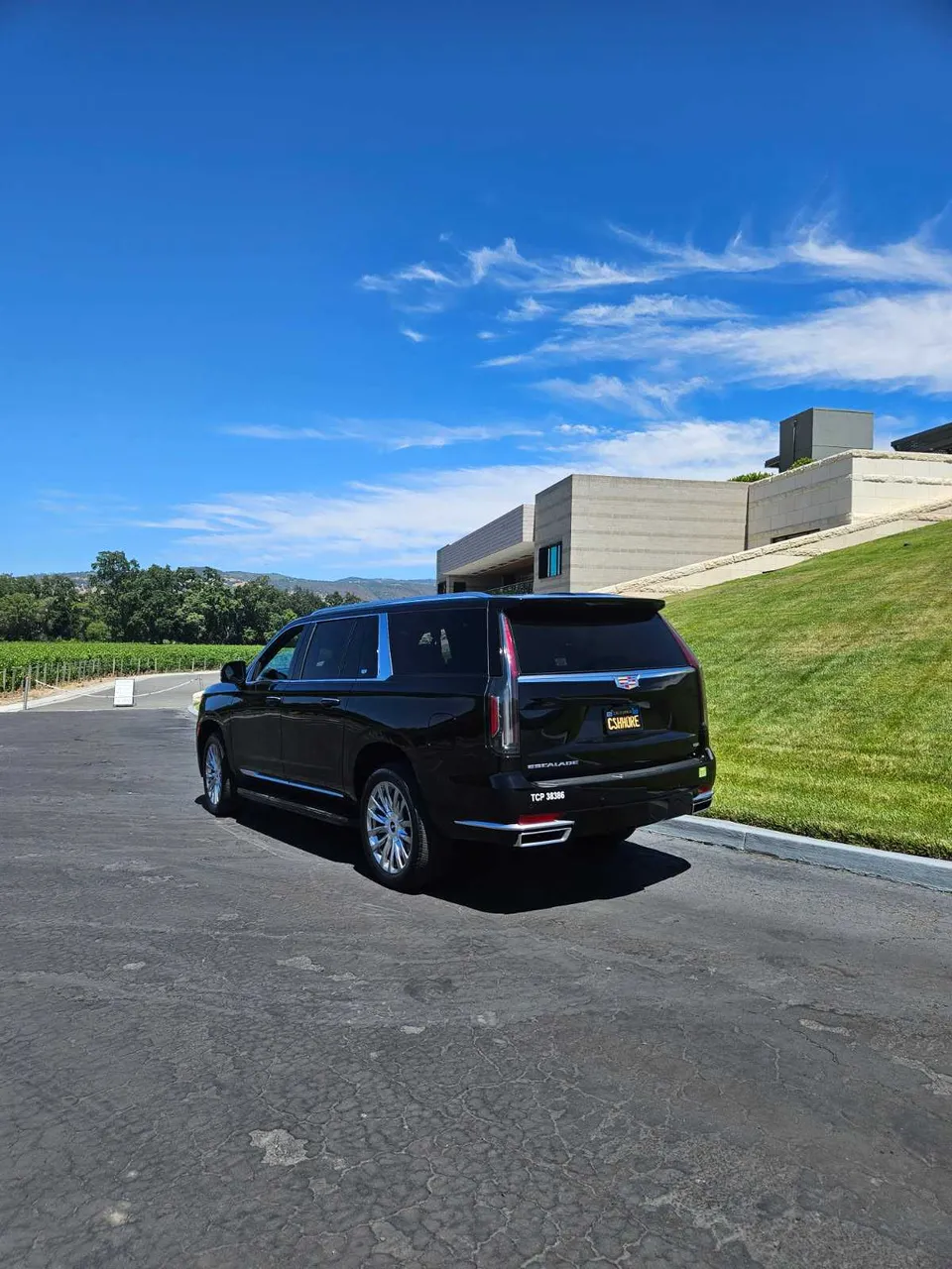 Black Cadillac Escalade exterior for airport transfers in Miramonte, CA