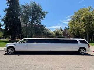 White Cadillac Escalade Limo exterior, photo 2 for cadillac escalade limo in Molina, CO