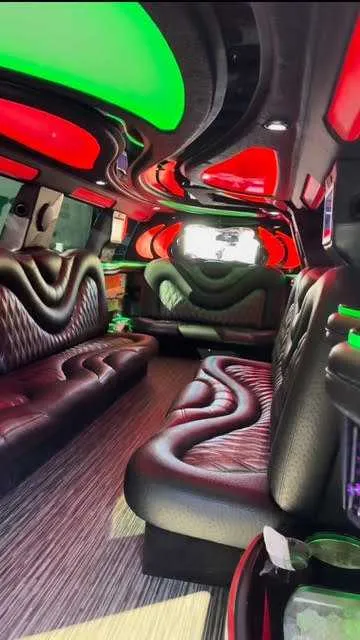 Cadillac Escalade Limo interior for prom car rental in Pomfret Center, CT