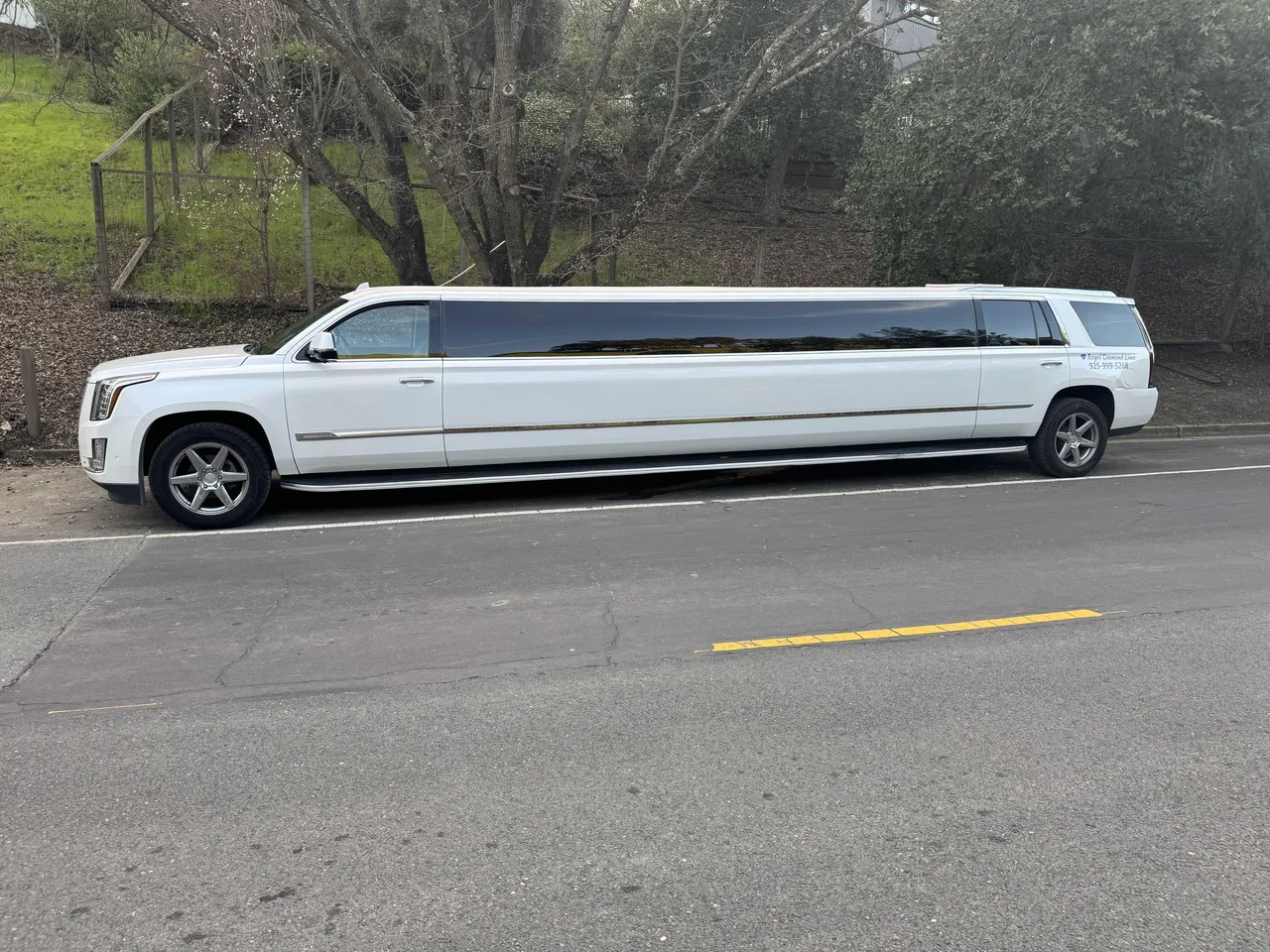 White Cadillac Escalade Limo exterior, photo 2 for cadillac escalade limo in Valley Ford, CA