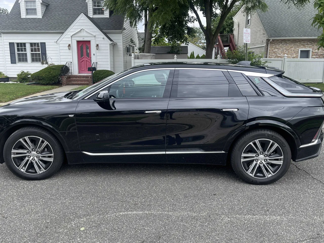 Black Cadillac Lyriq exterior for airport transfers Black Cadillac Lyriq exterior for airport transfers