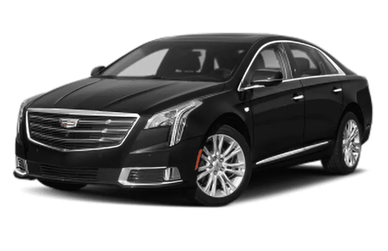 Black Cadillac XTS for black car service in Newton, MA