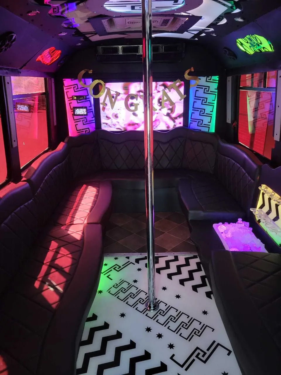 Chevrolet Party Bus interior for party bus rental in Islandton, SC