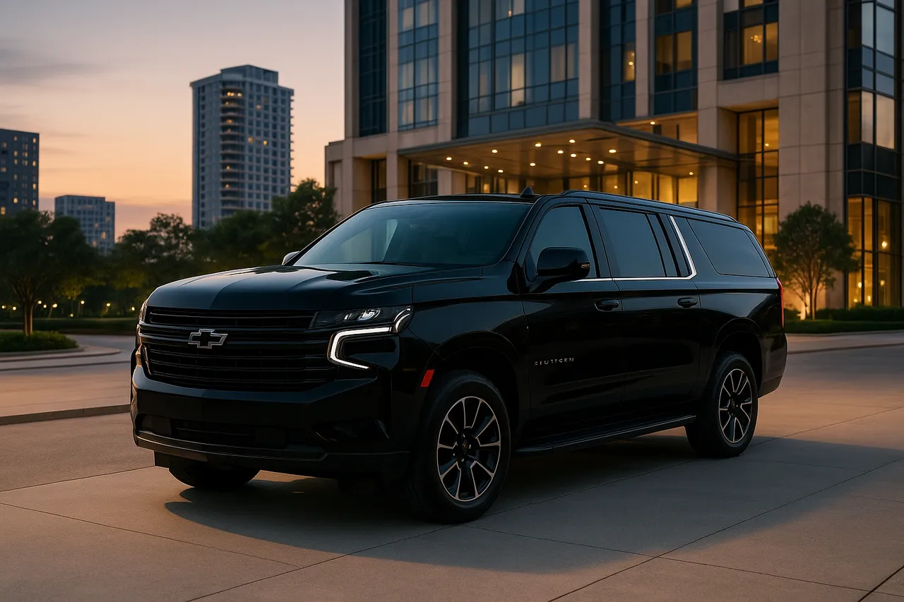 Black Chevrolet Suburban for chauffeur car rental in Simpsonville, SC