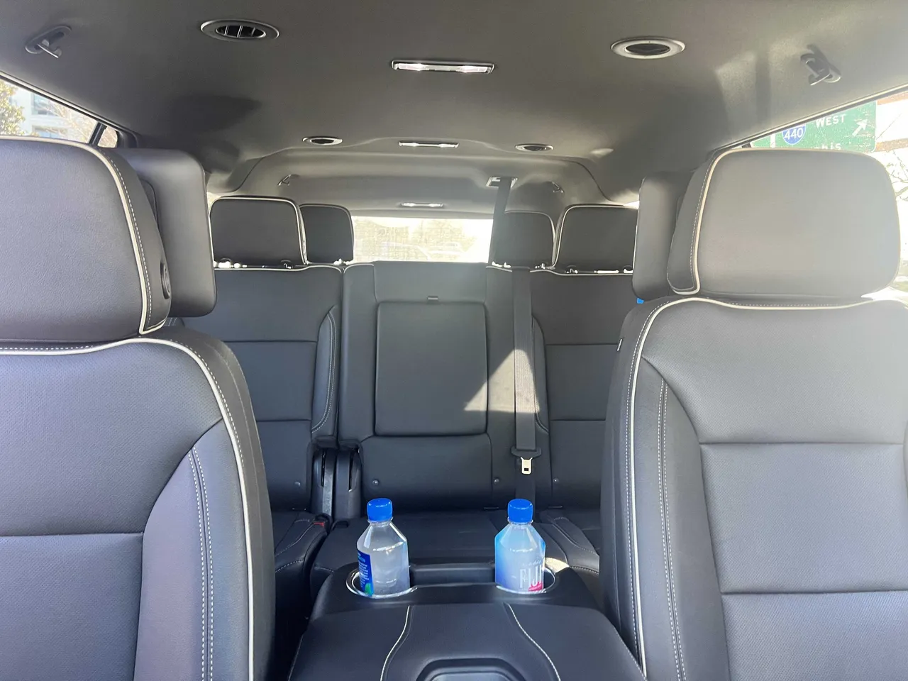Chevrolet Suburban Premier interior with cup holders for airport transfers Chevrolet Suburban Premier interior with cup holders for airport transfers