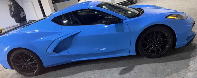 Blue Chevrolet Corvette exterior for sports car rental in Southfield, MI