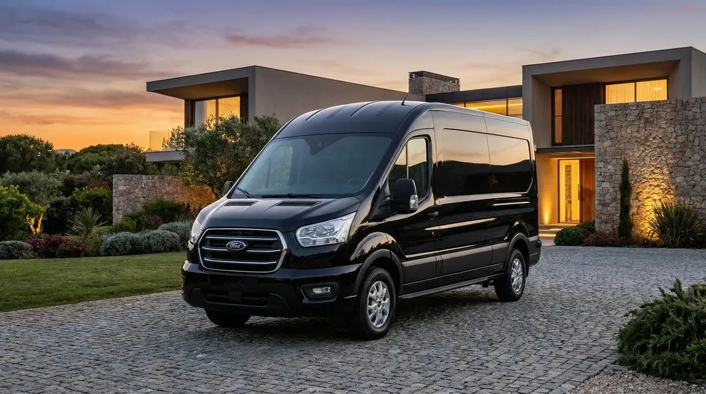 Black 14 Passenger Executive Van for mini coach rental in San Quentin, CA