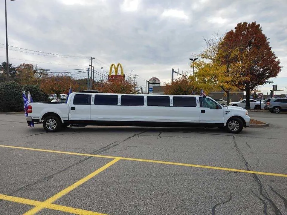 White F150 Limousine for limo rental in Benezett, PA