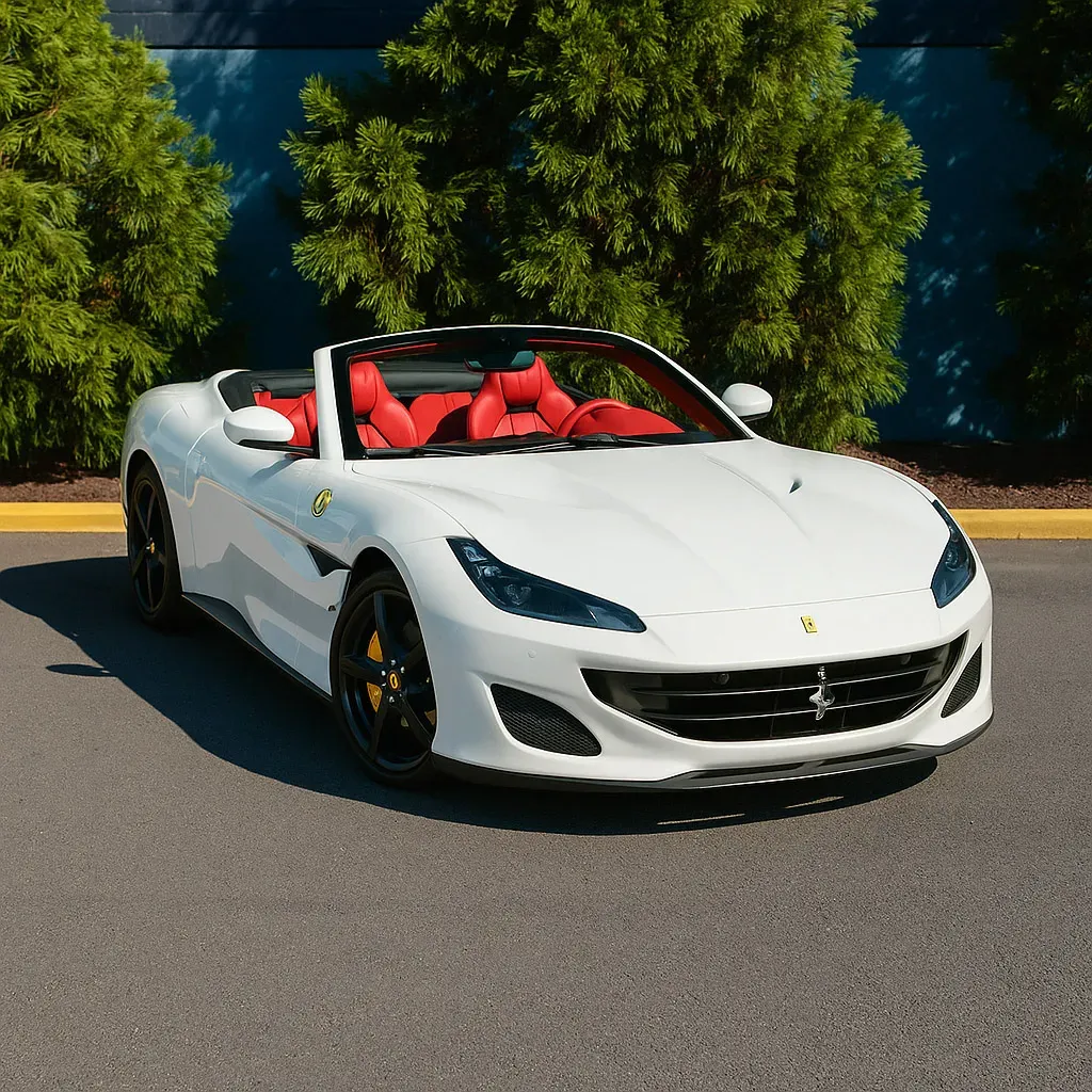 White Ferrari Portofino Bianco Avus for exotic car rental in Pendleton County, KY