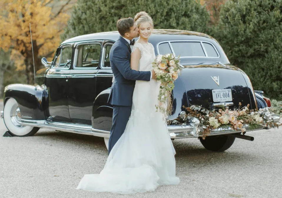 Blue Fleetwood Cadillac for wedding car rental in Accoville, WV