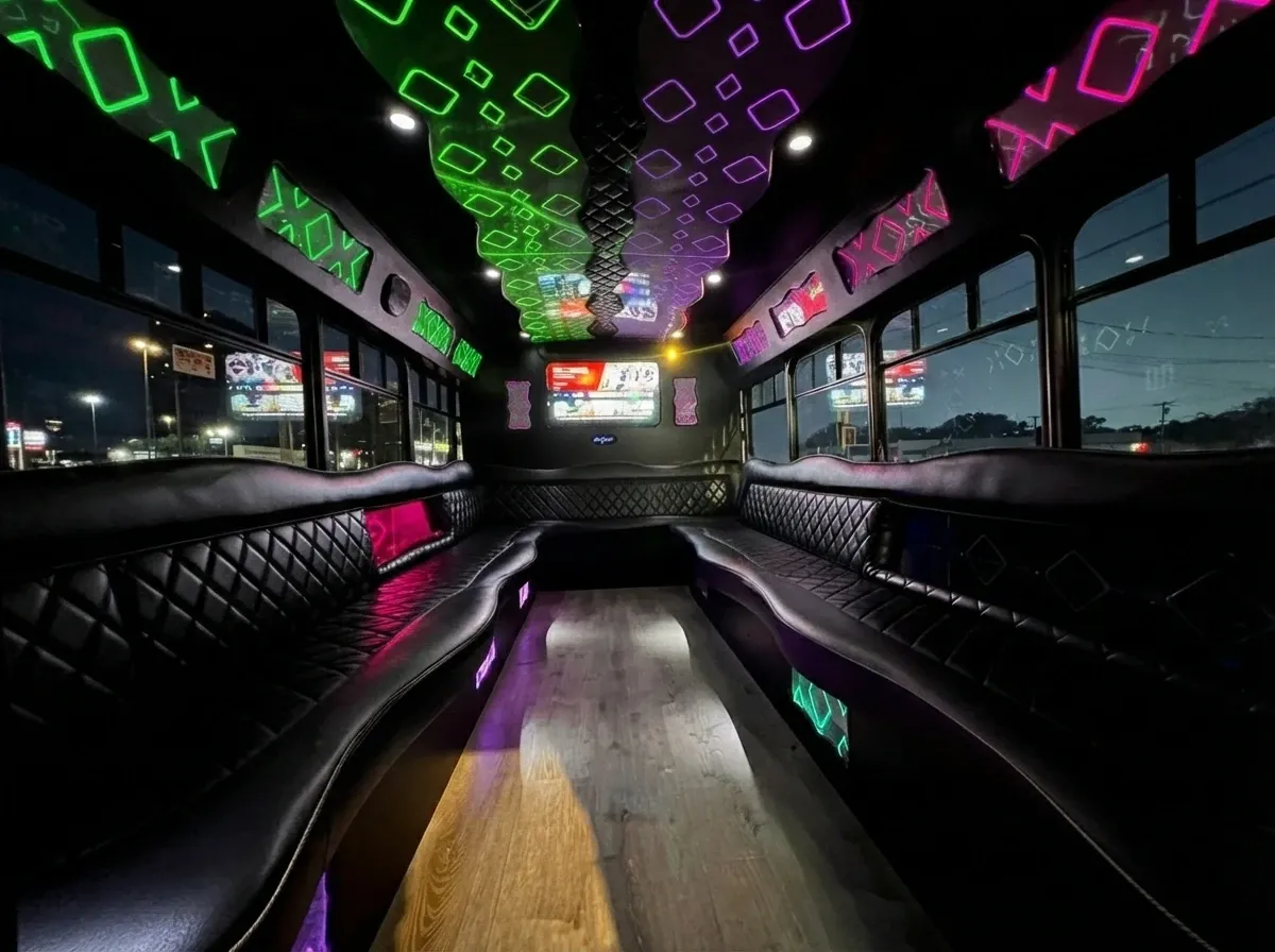 White Ford E-450 Series Party Bus, photo 2 for party bus rental White Ford E-450 Series Party Bus, photo 2 for party bus rental
