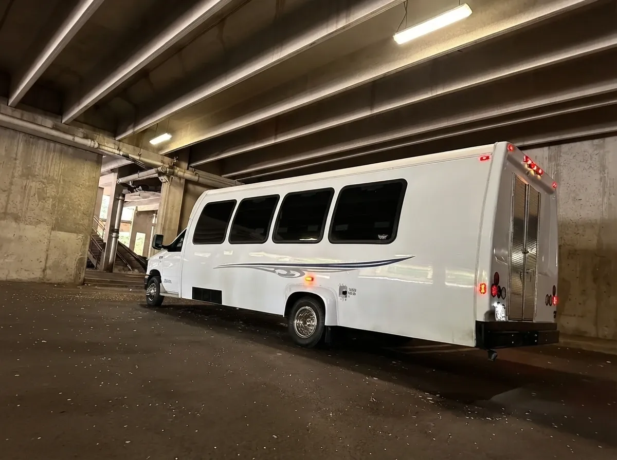 White Ford E-450 Series Party Bus, photo 6 for party bus rental White Ford E-450 Series Party Bus, photo 6 for party bus rental