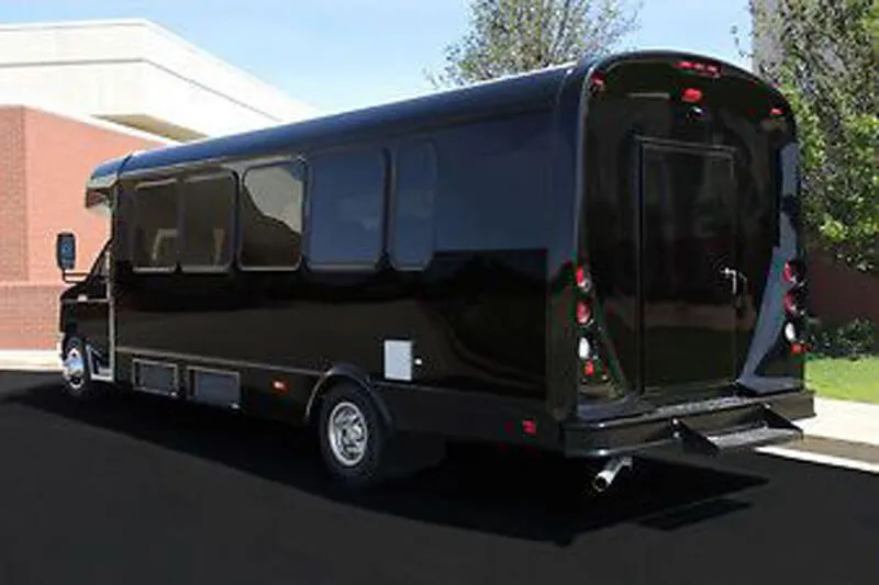 Black Ford E450 Executive VIP Shuttle Bus(24 Passengers) exterior for winery tour transport in Montana